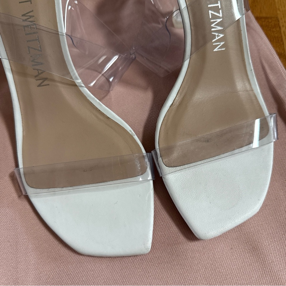 STUART WEITZMAN Women's Size 8.5US 39EU Clear/White Kristal Clear Sandals - Picture 2 of 9